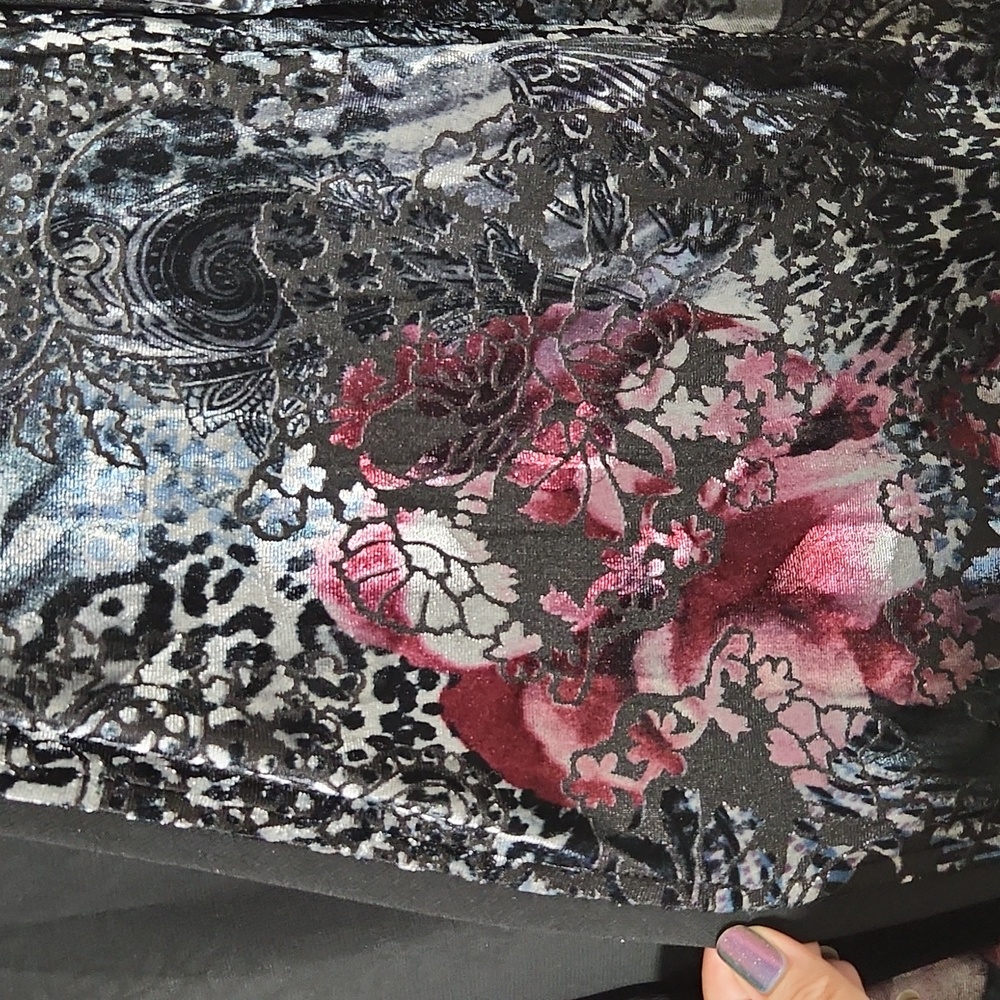 Peck & Peck Burnout Velvet Fringe Floral Leopard Kimono / Robe Sz L - Picture 15 of 15